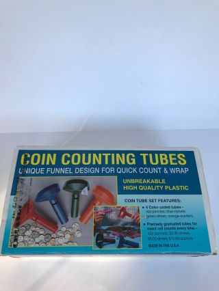 Vintage Coin Counting Tubes Assorted Change Sorter Counter Mmf Co.  Wrapper Usa