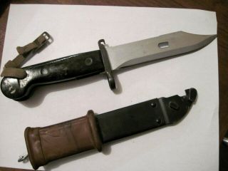Vintage Romanian Army Military Ak Bayonet/ Knife With Scabbard Hunting Camping