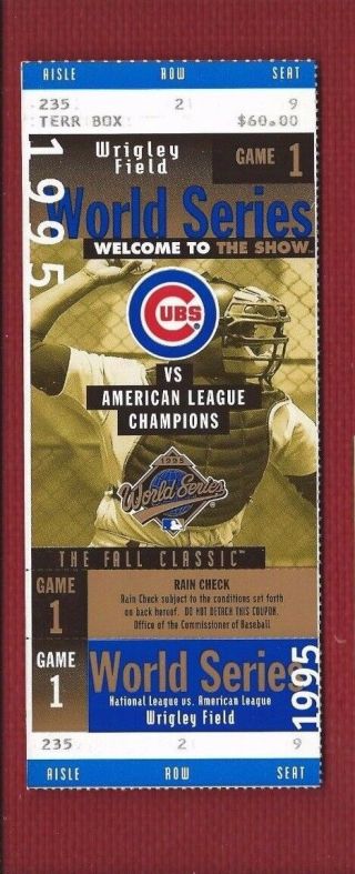 1995 Chicago Cubs Phantom Ticket Full Wrigley Field World Series