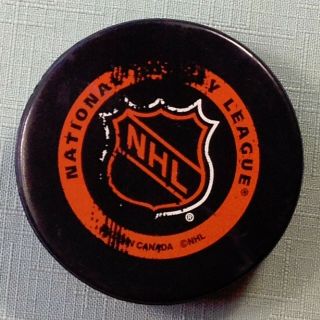 Vintage National Hockey League Nhl Official Game Puck Gary Bettman In Glas Co