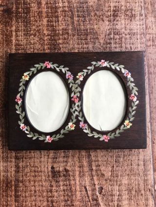 Vintage Hand Crafted/painted Wood Flowers Pictures Frame