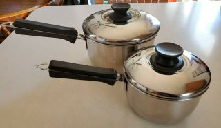 Lagostina Rare Vintage Thermoplan Stainless Steel 1 & 2 Qt.  Sauce Pot With Lid