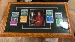 Tiger Woods 2002 Us Open Bethpage Signed Photo Uda W/tickets 22x38 Display