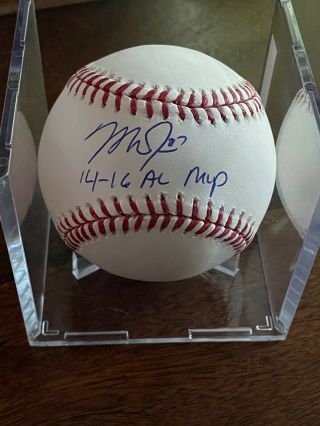 Mike Trout Autographed Baseball 14 - 16 Al Mlb Authentic Mvp - Hologram - 710106