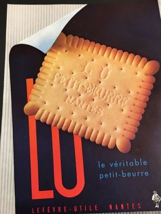 Vintage 1954 French Ad Lu Petit Beurre Butter Cookie Color Advertisement