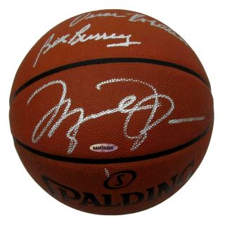 Michael Jordan/russell/robertson Signed/auto Spalding Basketball Upper Deck Uda