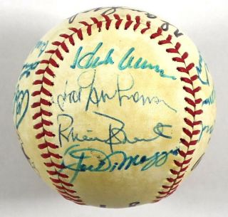 Joe Dimaggio Hank Aaron Stan Musial Hall Of Fame Multi Signed Baseball Jsa
