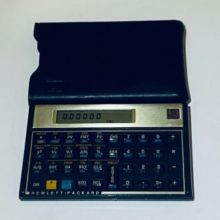 Hp 12c Financial Calculator With Hp Brand Black Leather Sleeve Gc Vtg