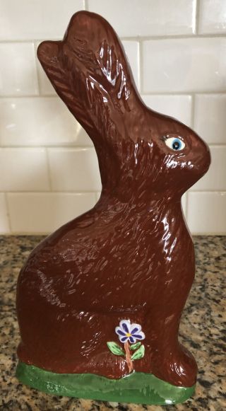 Vintage 13” Chocolate Mold Hand Painted Ceramic Easter Bunny