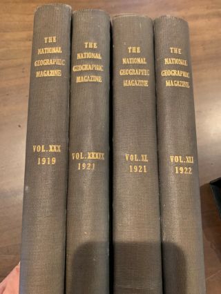 4 Hardcover Volumes Of National Geographic Magazines 1919,  1921,  1922 Hc Books