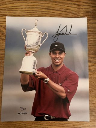 Tiger Woods Signed 2000 U.  S.  Open Championship 8 X 10 Upper Deck Baj25473