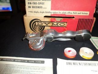 Vintage Dymo Mite Tapewriter Hand Embossing Model M - 2 Polished Chrome Labeler