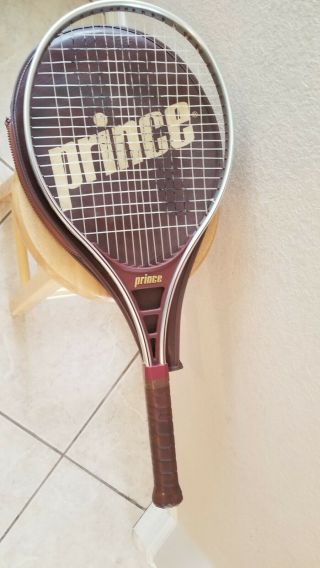 Vintage Prince Classic Ii Metal Tennis Racquet Over Size,  4 1/4.  Cover