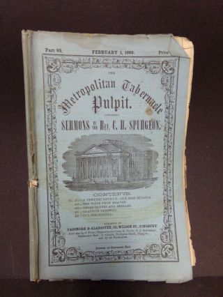Charles H.  Spurgeon Metropolitan Tabernacle Pulpit Booklet (feb 1,  1863)