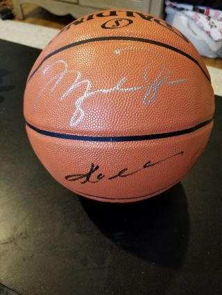 Michael Jordan And Kobe Bryant Autographed Spalding Basketball W/