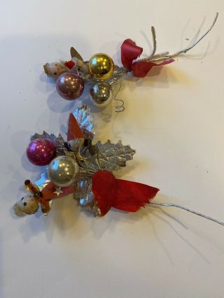 Vintage Christmas Corsages Mercury Glass Ball - Wreath Decoration (set Of 2)