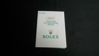 Rolex Attestation De Chronometre Officiel,  Vintage,  Papers For Watch.