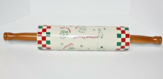 Vintage Collectible Baking Rolling Pin Red,  White,  Green Check,  Holiday Themed