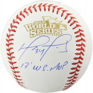 David Ortiz Red Sox Signed World Series Logo Baseball With 2013 Ws Mvp Insc