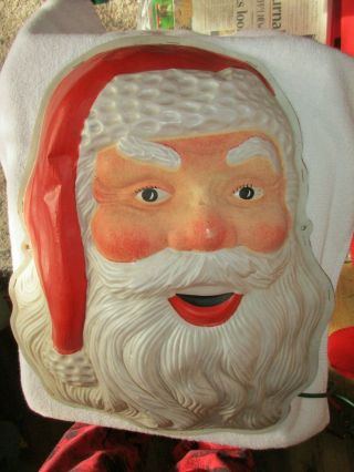 Vintage Lighted Celluloid Santa Face Christmas Holiday Lighting Decorations