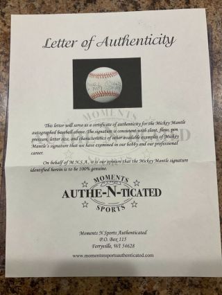 Mickey Mantle autographed baseball with 2