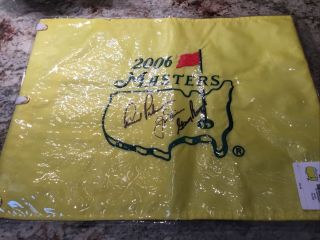 Arnold Palmer Jack Nicklaus Gary Player Signed Masters Flag Psa Autographed