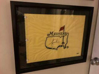 Tiger Woods Signed Undated Masters Flag Uda 5x Masters Winner