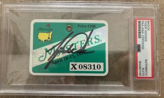 1997 Tiger Woods Autograph Signed Masters Badge Ticket - Psa Beckett Loas - Rare