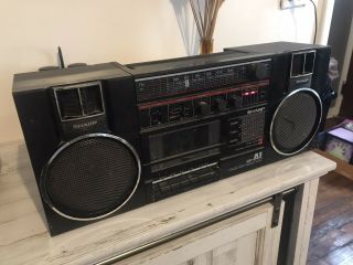Vintage Sharp Gf - A1 Portable Stereo System Boombox Record Player Ghetto Blaster