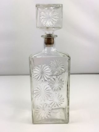 Vintage Starburst Decanter Clear Glass Liquor Whiskey Bottle D - 126