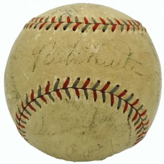 Babe Ruth Signed 1931 Ny Yankees Team Ball Ruffing Gomez Dickey Mccarthy Sewell,