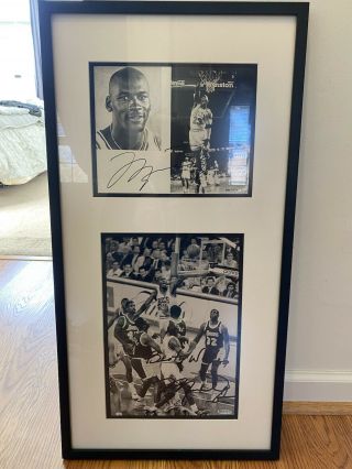 Michael Jordan Uda Auto Signed Framed Two (2) Black & White 8x10 Photos Rare