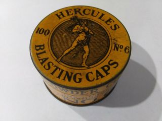 Vintage Hercules No 6 100 Cap Blasting Cap Tin
