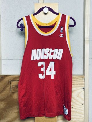 Vintage Champion Nba Houston Rockets Hakeem Olajuwon 34 Jersey 90s Size 44