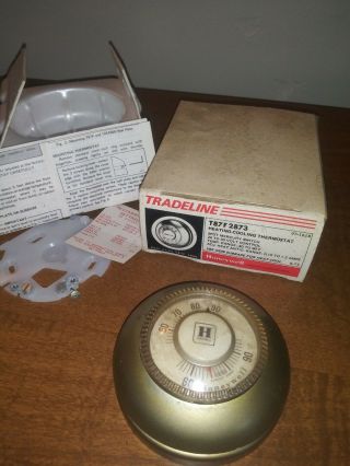 Vintage Honeywell Thermostat T87f 2873 Tradeline Heating Cooling Round Subbase