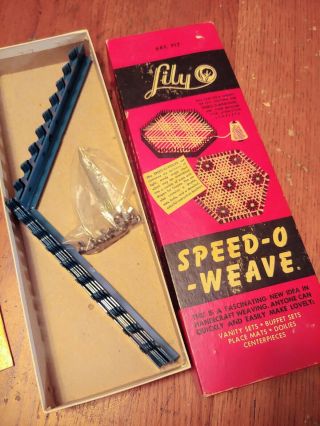 Vintage Lily Speed O Weave Metal Hexagon Weaving Loom W/ Box Vtg Doily Placemat