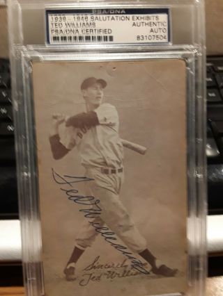 Signed Ted Williams 1939 - 1948 Salutation Exhibits Psa/dna Certified Authentic