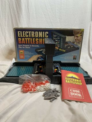 Vintage Electronic Battleship Game 1982 Milton Bradley Code Book Complete