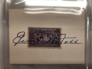 Jimmie Foxx Signed Autograph Vintage 1939 Centennial Stamp Rare Beckett Slab