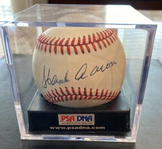 Hank Aaron Autograph Signed Official Mlb National League Baseball Psa/dna Auto
