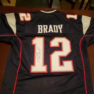 Tom Brady Autographed Signed England Patriots Blue Custom Jersey Xl