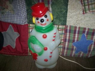 Vintage 1968 Empire 13 " Christmas Snowman Blow Mold W/ Light