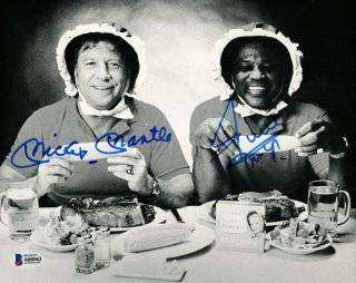 Mickey Mantle & Willie Mays Autographed Signed 8x10 Photo Beckett Bas A60562