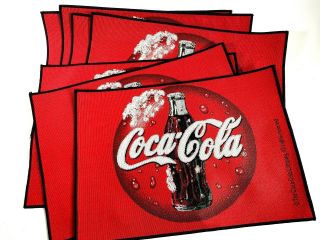 Coca - Cola Placemats Vintage Red Finely Woven Place Mats Set Of Seven 12.  5 " X 18 "