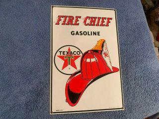 Vintage Texaco Fire Chief Motor Oil Service Gas Porcelain Sign Pump Plate