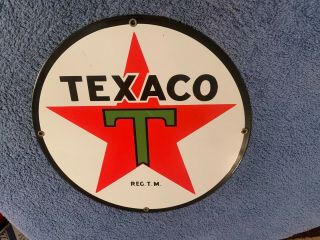 VINTAGE Texaco Motor Oil Service Gas Porcelain Sign Lubester Pump Plate 11.  25 