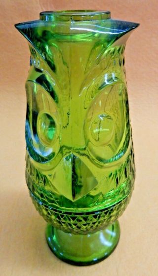 Viking Owl Fairy Lamp Green Glass Candle Holder Vintage Mid Century