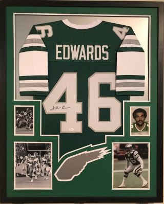 Framed Herm Edwards Autographed Signed Philadelphia Eagles Jersey Jsa