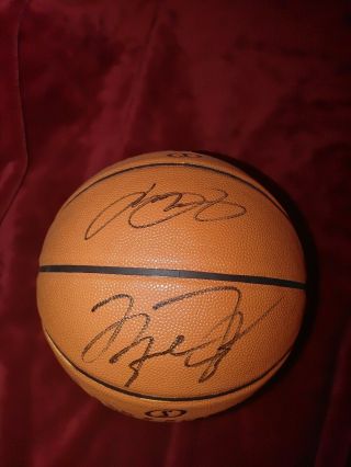 Michael Jordan Lebron James Duel Signed Autographed Basketball With