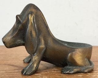 Vintage Art Deco Basset Hound Dog Brass Bronze Pipe Rest Tobacco Holder Stand